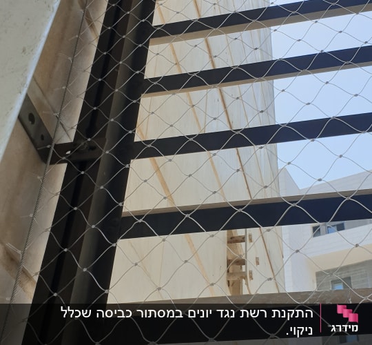 רשת מתכת למניעת כניסת יונים על חלון